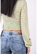 Bluza Dama Only Onlpella V-Neck Light Green Small Flower